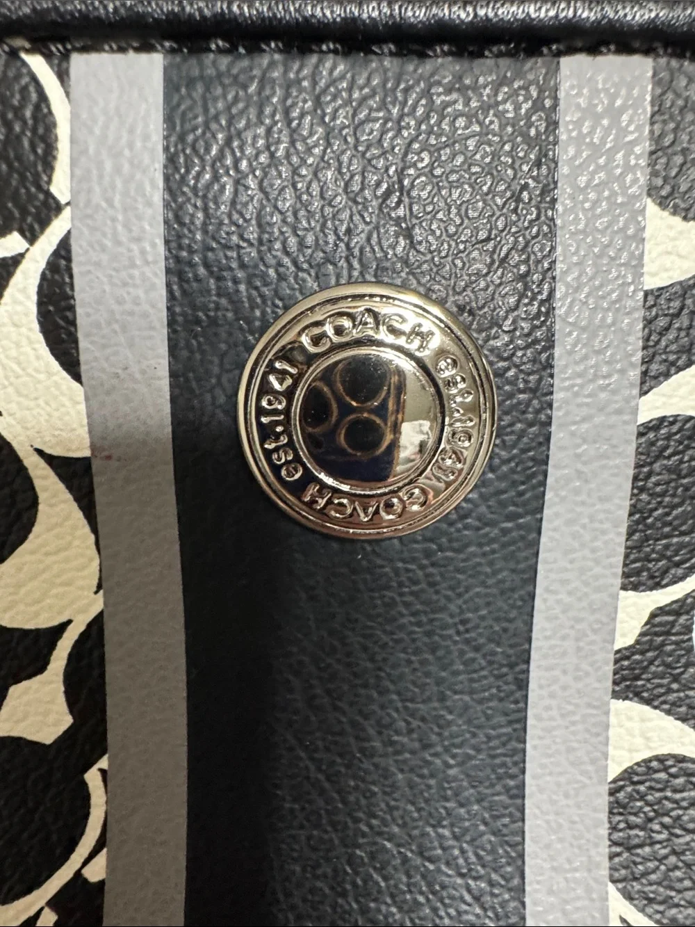 Coach Black & White Signature Stripe Cosmetic Pouch